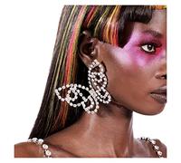ZCCZJS Exaggerated Rhinestone Big Butterfly Pendant Drop Earrings Jewelry for Women Luxury Crystal Geometric High-end earrings