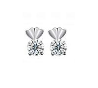 ZCCZJS Fashion Trend Stud Earrings Women's Temperament Silver Stud Earrings/Stainless Steel/Hypoallergenic/Silver Sparkling/Diamond/White Crystal/Small and Exquisite Nove