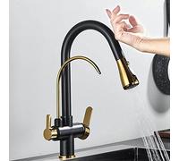 ZCCZJS Faucet Antique Brass Touch Kitchen Faucet Handle Tap Deck Mounted 360 Rotation Pull Out Soft Water Wash Hot Cold Mixer Crane Taps Water-tap