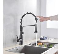 ZCCZJS Faucet Black Smart Touch Kitchen Faucet Sensor 360 Rotation Pull Out Single Handle Mixer Tap Two Water Modes Sink Crane Hot Cold water-tap