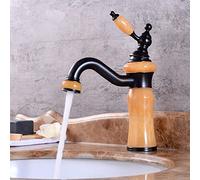 ZCCZJS Faucets,Basin Mixer Tap Basin Faucet Bathroom Sink Faucet, Single Handle Brass and Jade Vintage Hot Cold Mixer Tap Crane Orb Finished for Bathroom Kitchen (Color : Yellow)