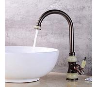 ZCCZJS Faucets,Faucet Brass Antique All Bronze Rotate Faucet Washing Vegetables Sink Basin Kitchen American Big Bend Jade Taps European Style Cold Heat Water-Tap Band Accessories