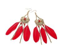 ZCCZJS Feather Earrings For Women - Boho Long Tassel Feather Earring For Women Vintage Pendant Wedding Pendientes Jewelry Gift Accessories ui