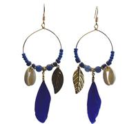 ZCCZJS Feather Earrings For Women-Long Hollow Colorful Round Bohemian Ethnic Style Feather Earrings,Personality Simple Lightweight Handmade Feather Curved Needle Earring ui