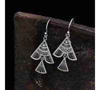 ZCCZJS for chinese style eardrop s990 sterling vintage old antique handmade filigree small fish earrings women jewelry