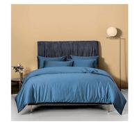 ZCCZJS Four piece bedding set Dark Green Cotton Bedlinens Twin Queen King Size Flat Sheet Duvet Cover Bedding Bed Four Pieces Set, (Q-Twin