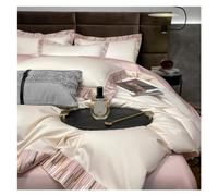 ZCCZJS Four piece bedding set Elegant embroidery Duvet King Size Bedding Kit 4pcs Cream Cover 1000TC Egyptian Cotton Linen Bed four pieces set,