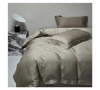 ZCCZJS Four piece bedding set Four Pieces Black Luxury Satin Jacquard and 1000TC Cotton Patchwork Bedding Silky Soft Duvet Cover Set Sheet Pillowcases (E-FLAT BED SHEET-KING 4PCS