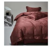 ZCCZJS Four piece bedding set Four Pieces Black Luxury Satin Jacquard and 1000TC Cotton Patchwork Bedding Silky Soft Duvet Cover Set Sheet Pillowcases (B-FITTED BED SHEET-QUEEN 4PCS