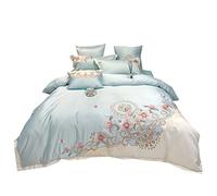 ZCCZJS Four-piece Set Of High-grade Embroidered Silk Quilt Cover Double Cotton Bed Sheet Wedding Bedding (B 1.8m) (B 1.5m)