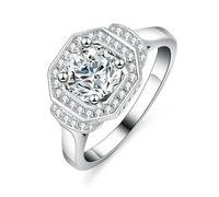 ZCCZJS Girl Products Dazzling 1 Moissanite Rings for Women Round Cut D Color S925 Sterling Silver Lab Created Diamond Rings Perfect for Daily Wear Parties Wedding Gifts