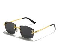 ZCCZJS Gradient Lens Metal Sunglasses Rimless Square Purple Sun Glasses Women Rectangle Frameless Glasses For Men