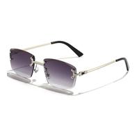 ZCCZJS Gradient Lens Metal Sunglasses Rimless Square Purple Sun Glasses Women Rectangle Frameless Glasses For Men