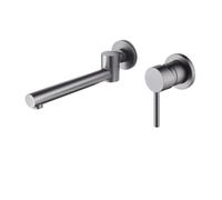 ZCCZJS Gunmetal Gray Solid Brass Single Handle Wall Mounted Bathroom Sink Brushed Gold Faucet Mixe hot Cold Tap in Matte Black,Kitchen Sink Faucet