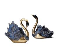ZCCZJS Home Ornaments Swan Sculpture, Swan Decorative Statue Couple's, A Pair of Resin Swan Ornaments, Blue Home Decorations Valentine's Day Gift for Decorating Living Room Entrance Tabletop Art