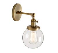 ZCCZJS Industrial Vintage Loft Bar Kitchen Switch Wall Lights Fittings Corridor Sconce Light Lamp Fixture with 15cm Globe Clear Glass Lampshade (Copper)