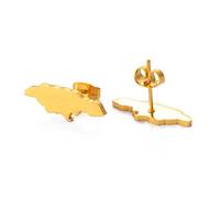 ZCCZJS Jamaica Map Ear Stud Earrings - Jamaican Flag Unique Ethnic Piercing Women Earrings Country Flag Hip Hop Drop Fashion Jewelry For Ladies, Gold ui