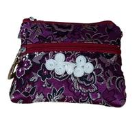 ZCCZJS Jewelry Bags，Small Jewelry Box 2pcs Cute Chinese knot Two Zipper Purse Jewelry Packaging Bags for Bracelets Necklace Storage Silk Brocade Zip Pouch Bags for Travel(Burgundy(2 pcs pattern