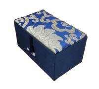 ZCCZJS Jewelry Bags，Small Jewelry Box 4.72x2.76x2.36 inch Chinese Silk Brocade Jewelry Box Cotton Filled Vintage Gift Packaging Boxes Crafts Buddha bead bracelet Jewellery Storage Case (dark blue