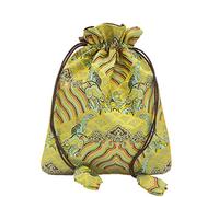 ZCCZJS Jewelry Bags,Small Jewelry Box High End Thicken Luxury Wave Chinese style Gift Bag Brocade Handmade Drawstring Silk Pouch Jewelry Packaging Necklace Bracelet Storage(Lake blue,7.87x9.85 inches)