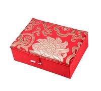 ZCCZJS Jewelry Bags，Small Jewelry Box Luxury Chinese Silk Brocade Jewelry Boxes Vintage Cotton Filled Tie Gift Packaging Box Buddha bead Necklace Bracelet Jewellery Storage Cases(Red dragon)