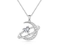 ZCCZJS jewelry Silver Birthstone Planet Moon Pendant for Women Simple Adjustable saturn Fine Jewelry for Birthday for Women Jewelry for girls