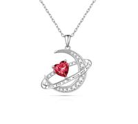 ZCCZJS jewelry Silver Birthstone Planet Moon Pendant for Women Simple Adjustable saturn Fine Jewelry for Birthday for Women Jewelry for girls