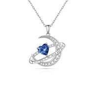 ZCCZJS jewelry Silver Birthstone Planet Moon Pendant for Women Simple Adjustable saturn Fine Jewelry for Birthday for Women Jewelry for girls