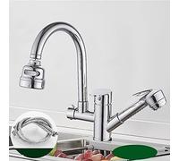 ZCCZJS Kitchen Sink Faucet for Bar Farmhouse Commercial, Matte Black Brass Kitchen Sink Contemporary Fashion Multifunctional Water Outlet Hot and Cold Deck Installation(Chrome a)