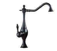 ZCCZJS Kitchen Sink Mixer Tap,Mixer Tap, American Vintage Kitchen Sink Tap Single Lever Mixer Tap,S Faucet 360 Degree Swivel Spout in Brass Bathroom Water Tap Nostalgic Stopcock/Black