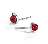 ZCCZJS Ladies Earrings 925 Silver Round Earrings Sweet Ladies Elegant Party Earrings High-end earrings (Color : Black)