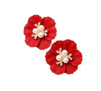 ZCCZJS Large Pearl Flower Earrings Vintage Crystal Women's Earrings Ear Stud Wedding Party Birthday Gift High-end earrings