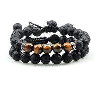 ZCCZJS lava beads bracelet onyx tiger eye stone crown helmet charm bracelets for men women friend wristband