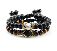 ZCCZJS lava beads bracelet onyx tiger eye stone crown helmet charm bracelets for men women friend wristband