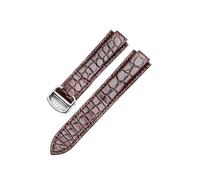 ZCCZJS Leather Watch Strap Compatible with Blue Balloon Crocodile Leather Men's Butterfly Clasp Convex Watchband 8.14mm 8.16mm(Brown-Gold,8x16mm)