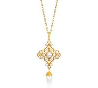 ZCCZJS Light Luxury Retro Palace Wind Flower Vine Pearl Rattan Sterling Silver Pendant S925 Silver Plated 9K Gold Laila Necklace