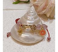 ZCCZJS Lucky Bag/Round/Peach/Cat Paw Natural Strawberry Crystal Good Luck Bells Red Rope Braid Bracelets Women Jewelry,Coin