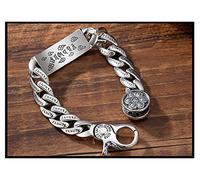 ZCCZJS Men's 925 Sterling Silver Bangle Bracelet, Six Character Mantra Domineering Retro Simple Trendy Jewelry, Unisex Gift Souvenir Jewelry.