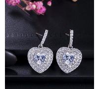 ZCCZJS Micro Paved Cubic Zirconia Stones Dangle Drop Earrings 925 Jewelry