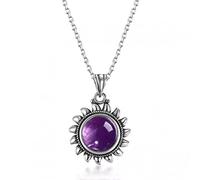 ZCCZJS Natural Amethyst Necklace Sterling s925 Type Natural Gemstone chorm Necklace for Women Gift Made in China
