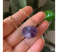 ZCCZJS Natural crystal rough Crystal Reiki Stone Raw Rock Crystal Necklaces Natural Amethysts Lapis Tourmaline Fluorite Pink Quartz Pendant Necklaces (Size : Amethyst)