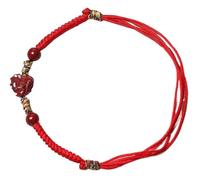 ZCCZJS Natural Gemstone Bracelet, Cinnabar Lucky Zodiac Animal Charm Handmade Woven Rope Braided Red String Attract Romantic Relationship Money Prosperity Luck,Bracelet,Sheep