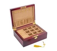 ZCCZJS Necklace Organiser For Watches Rings Bracelets Necklaces Home Organization Wooden Jewelry Box With Lock & Key Jewelry Organizer Jewelry Holder(28 * 20 * 10cm) Earring Jewellery Box Necklace