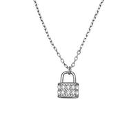 ZCCZJS Necklaces,S925 Simple Pavé Crystal Lock Necklace Women Romantic Sweet Birthday Jewelry Friendship Gift/