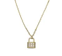 ZCCZJS Necklaces,S925 Simple Pavé Crystal Lock Necklace Women Romantic Sweet Birthday Jewelry Friendship Gift/