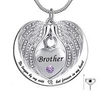 ZCCZJS No Longer by My Side, but Forever in My Heart Stainless Steel Memorial Cremation Urn Pendants Necklace for Ashes - brother