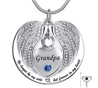 ZCCZJS No Longer by My Side, but Forever in My Heart Stainless Steel Memorial Cremation Urn Pendants Necklace for Ashes - Grandpa