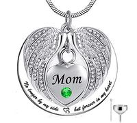 ZCCZJS No Longer by My Side, but Forever in My Heart Stainless Steel Memorial Cremation Urn Pendants Necklace for Ashes -MOM