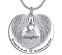 ZCCZJS No Longer by My Side, but Forever in My Heart Stainless Steel Memorial Cremation Urn Pendants Necklace for Ashes -daughter
