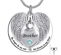 ZCCZJS No Longer by My Side, but Forever in My Heart Stainless Steel Memorial Cremation Urn Pendants Necklace for Ashes - brother